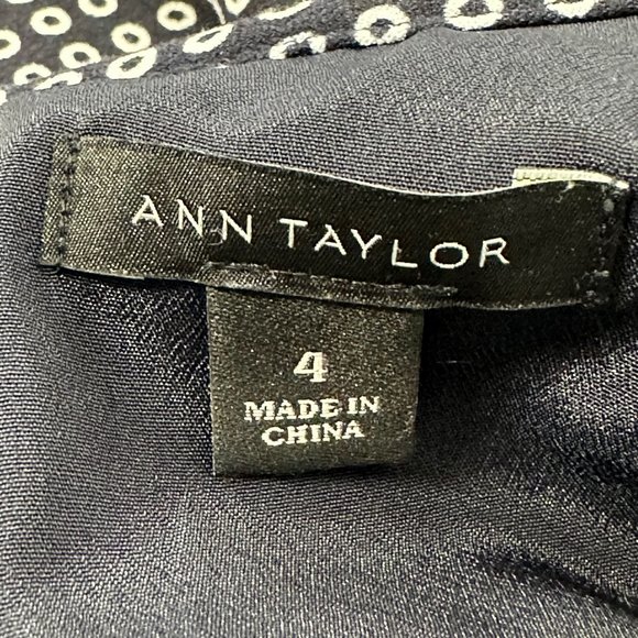 Ann Taylor Fit & Flare Dress Polka Dot V-Neck Sleeveless Size 4 Polyester Zipper - Picture 3 of 13